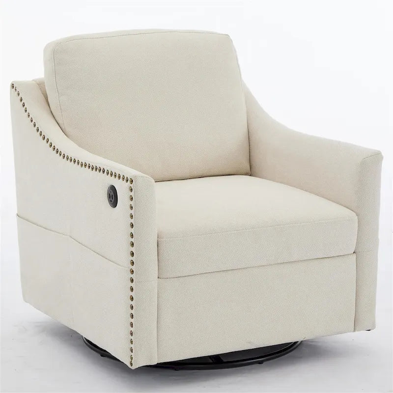 Fauteuil pivotant moderne en tissu avec ports USB, lot de 1