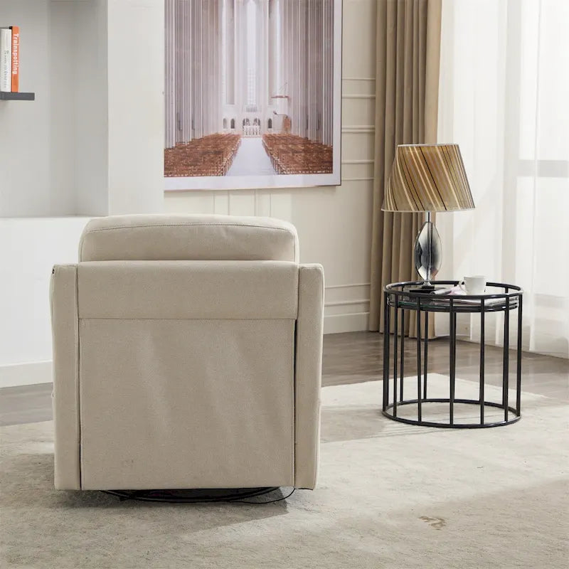 Fauteuil pivotant moderne en tissu avec ports USB, lot de 1