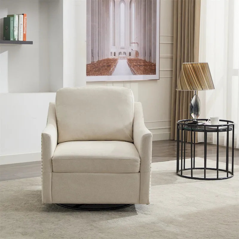 Fauteuil pivotant moderne en tissu avec ports USB, lot de 1