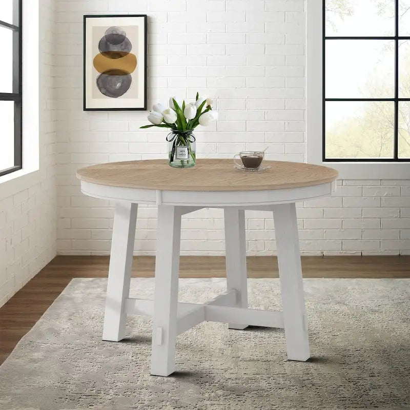 Table de salle à manger extensible vintage et élégante avec rallonge amovible