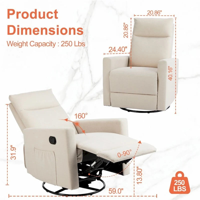 Fauteuil inclinable manuel en tissu - Canapé simple