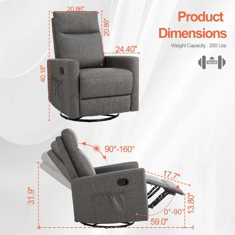 Fauteuil inclinable manuel en tissu - Canapé simple