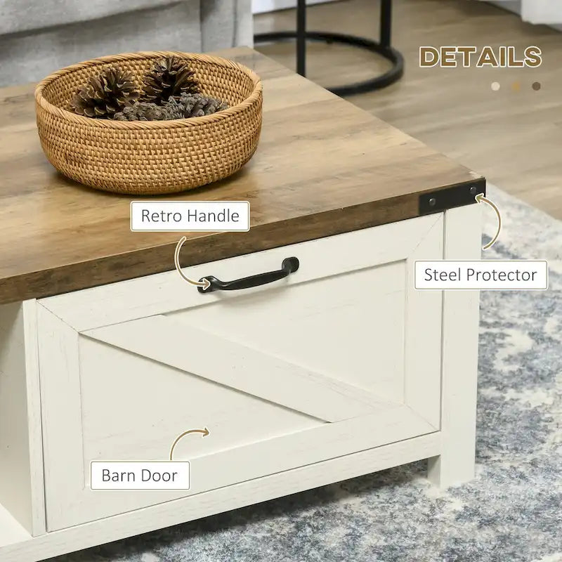 Table basse de ferme avec rangement et tiroir