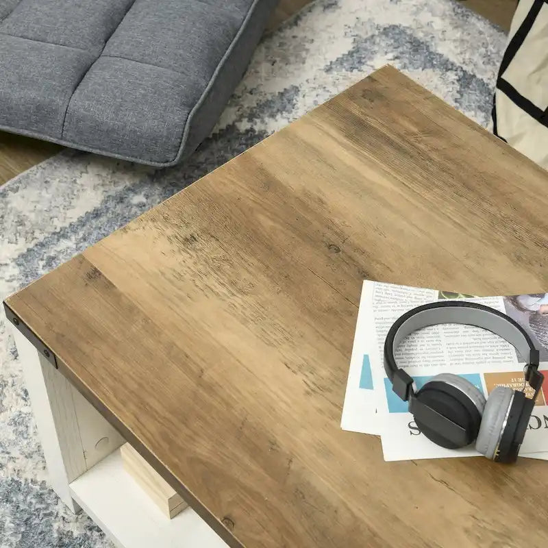Table basse de ferme avec rangement et tiroir