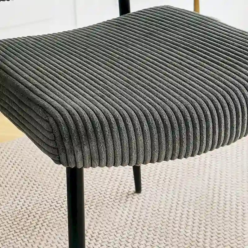 Chaise de salle à manger moderne simple en velours Chaises rembourrées en tissu tabouret de chambre à coucher chaise de coiffeuse pieds en métal noir (lot de 2)