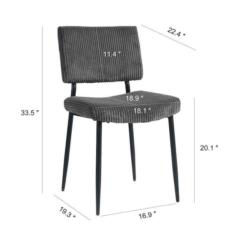 Chaise de salle à manger moderne simple en velours Chaises rembourrées en tissu tabouret de chambre à coucher chaise de coiffeuse pieds en métal noir (lot de 2)