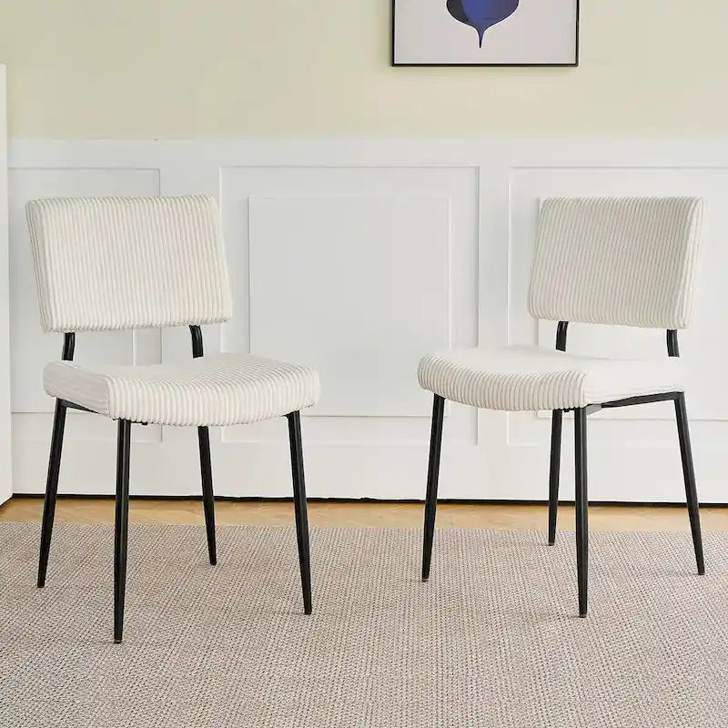 Chaise de salle à manger moderne simple en velours Chaises rembourrées en tissu tabouret de chambre à coucher chaise de coiffeuse pieds en métal noir (lot de 2)