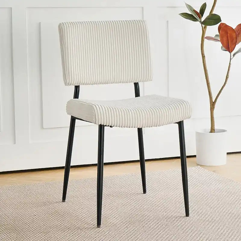 Chaise de salle à manger moderne simple en velours Chaises rembourrées en tissu tabouret de chambre à coucher chaise de coiffeuse pieds en métal noir (lot de 2)