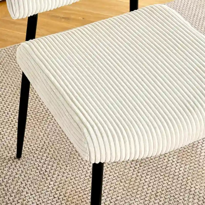 Chaise de salle à manger moderne simple en velours Chaises rembourrées en tissu tabouret de chambre à coucher chaise de coiffeuse pieds en métal noir (lot de 2)