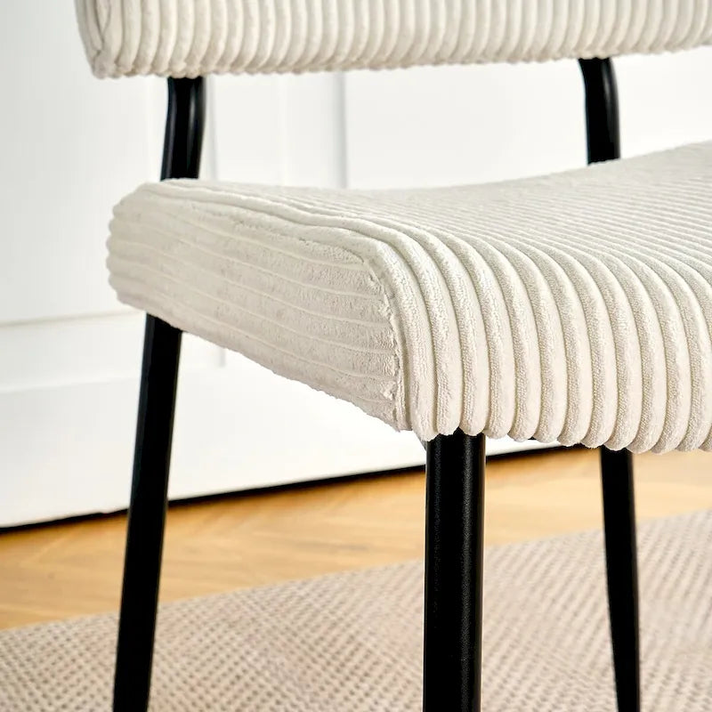 Chaise de salle à manger moderne simple en velours Chaises rembourrées en tissu tabouret de chambre à coucher chaise de coiffeuse pieds en métal noir (lot de 2)