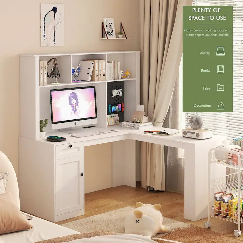 Bureau d'angle moderne en L avec prise de courant