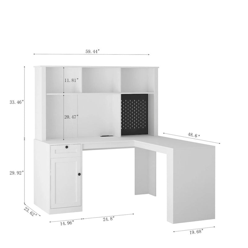 Bureau d'angle moderne en L avec prise de courant