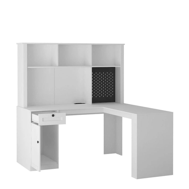 Bureau d'angle moderne en L avec prise de courant