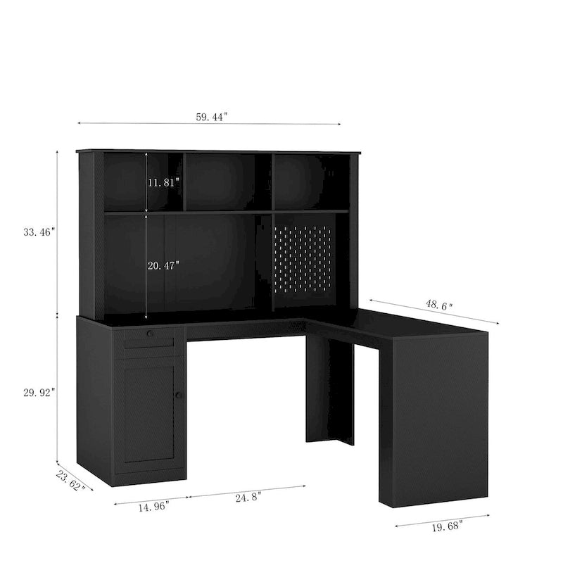 Bureau d'angle moderne en L avec prise de courant