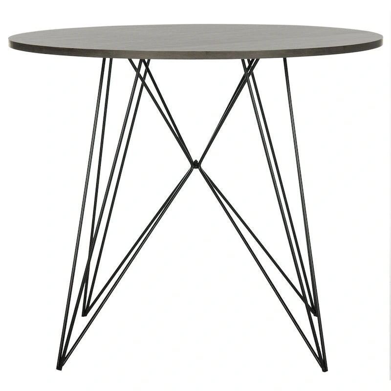 Table à manger ronde gris foncé / noire