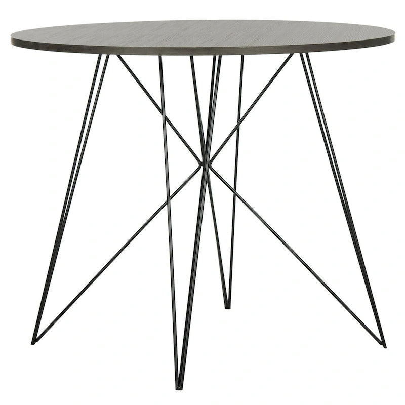 Table à manger ronde gris foncé / noire