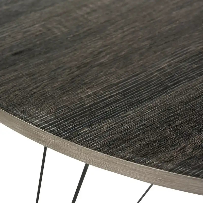Table à manger ronde gris foncé / noire