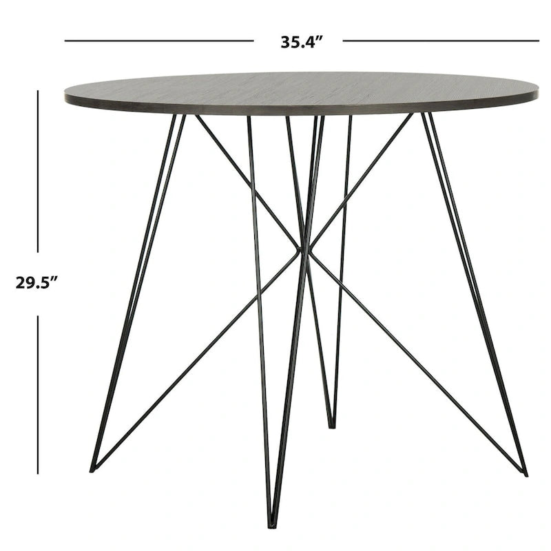 Table à manger ronde gris foncé / noire